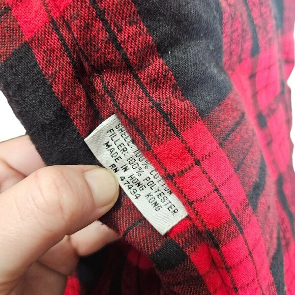 Omo Norma Kamali 80s Red & Black Buffalo Plaid Puffer Sleeping Bag Car Jacket OS - Picture 4 of 14